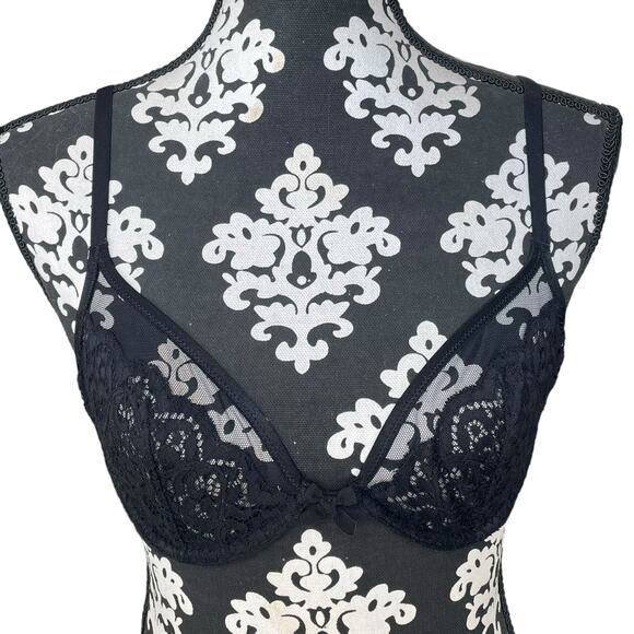 Victoria's Secret Body by Victoria Black Lace Unlined Demi 34C Bra - Picture 4 of 8